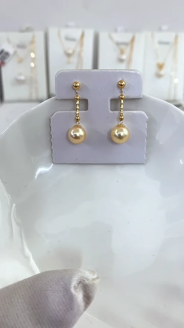 【闪购商品】海水珍珠耳饰18K金镶嵌海水耳钉