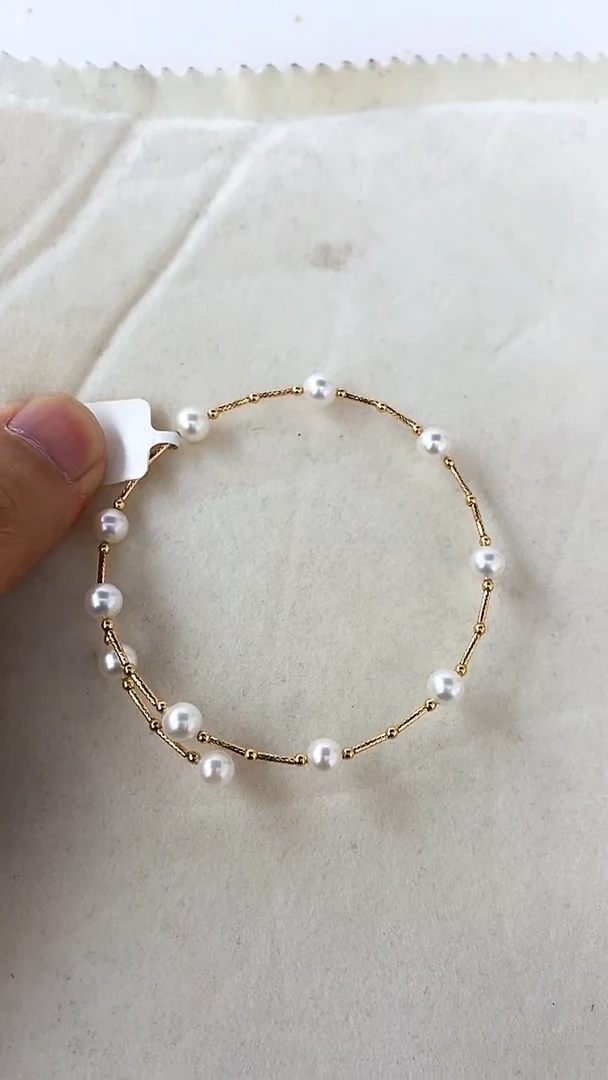 【闪购商品】海水珍珠手绳18K金镶嵌手链