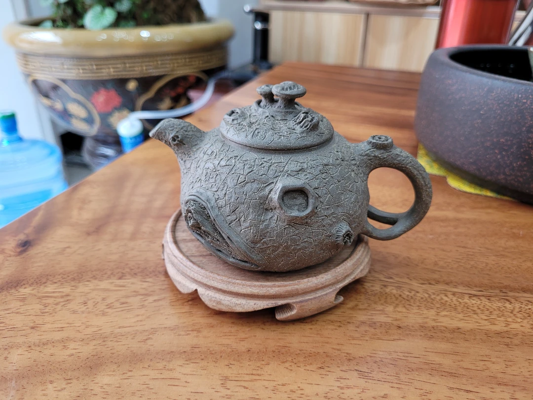 大陈陶艺全手工制作高温青段供春壶容量220CC左右