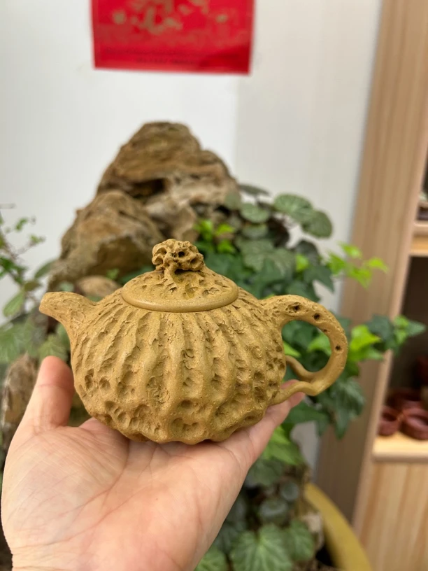 大陈陶艺全手工制作黄金段泥金蟾供春240cc左右