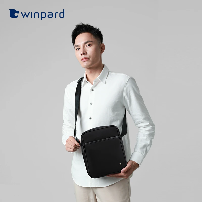 潮流百搭单肩包休闲通勤轻便防水防刮斜挎包竖款简约时尚男士包包