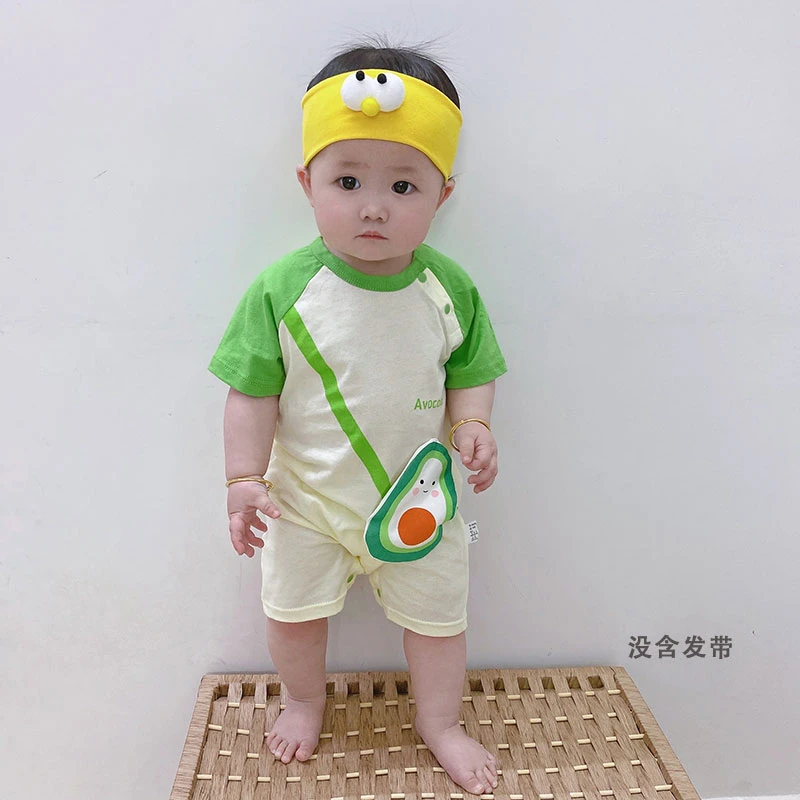 婴儿夏季短袖纯棉连体衣卡通哈衣男女宝宝夏天闭档可爱爬服外出服