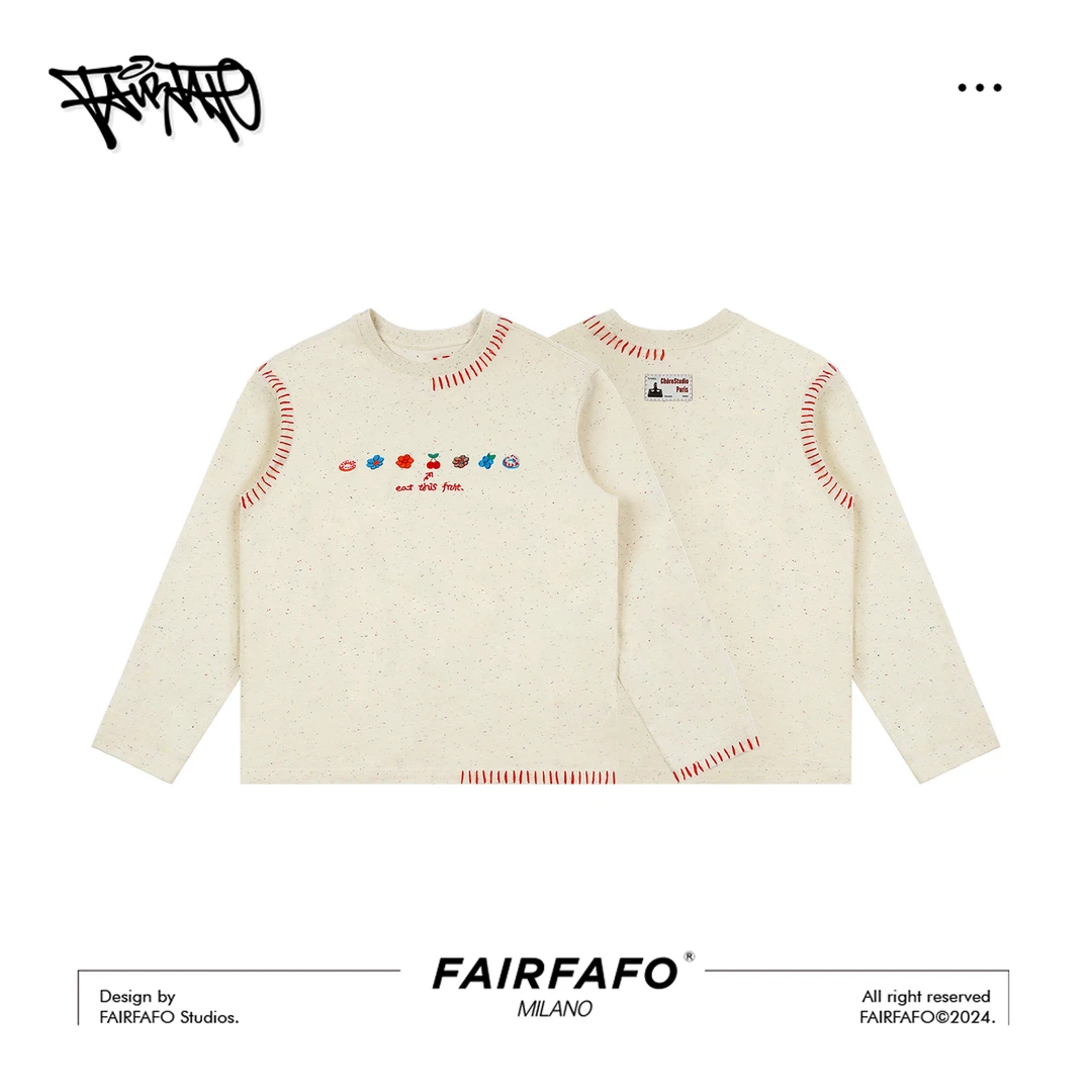 FAIRFAFO林肉肉【彩色花朵刺绣宽松T恤】CXAL49241可爱小众设计师款