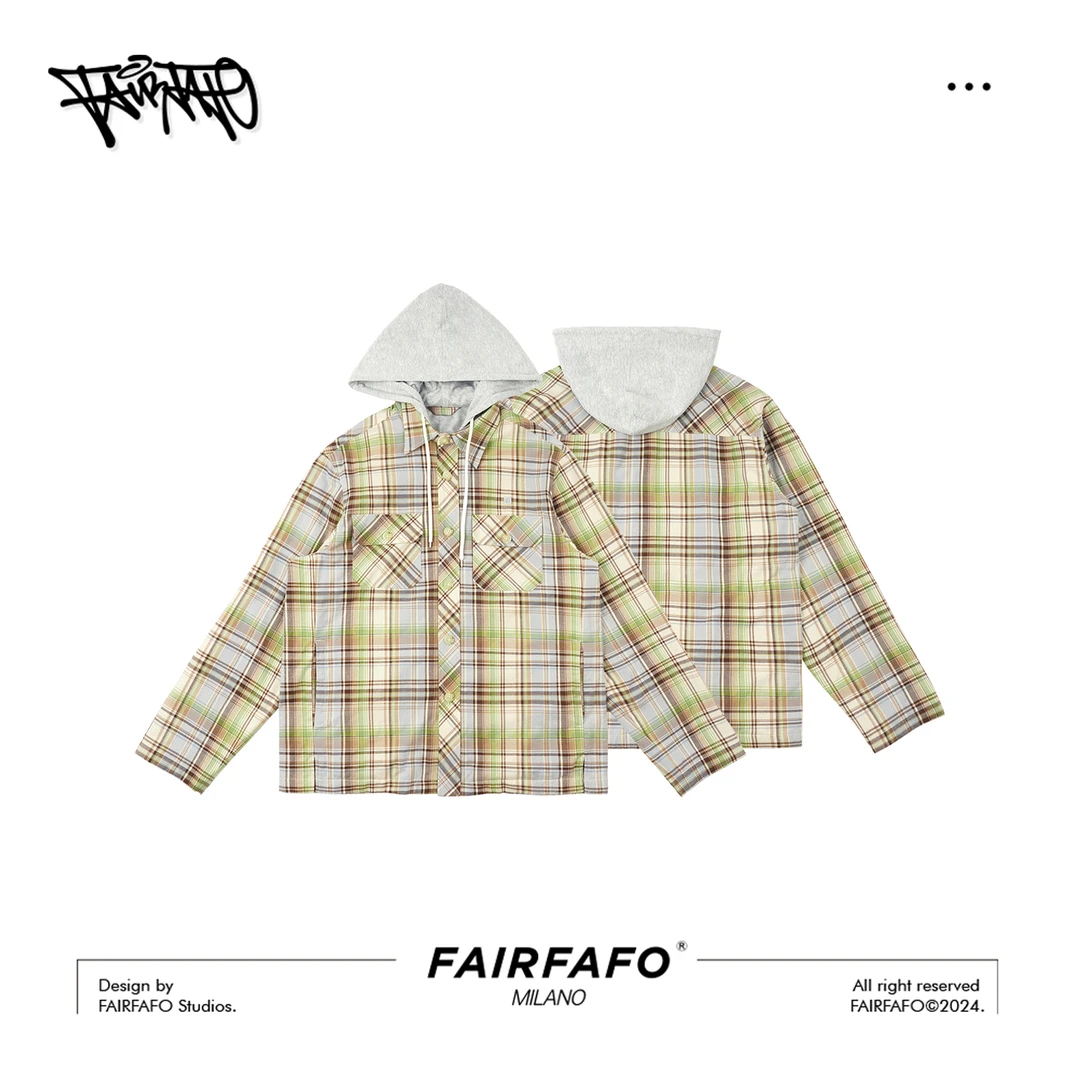 FAIRFAFO林肉肉【彩格连帽夹克外套】WTAL47062时尚潮流格纹秋季