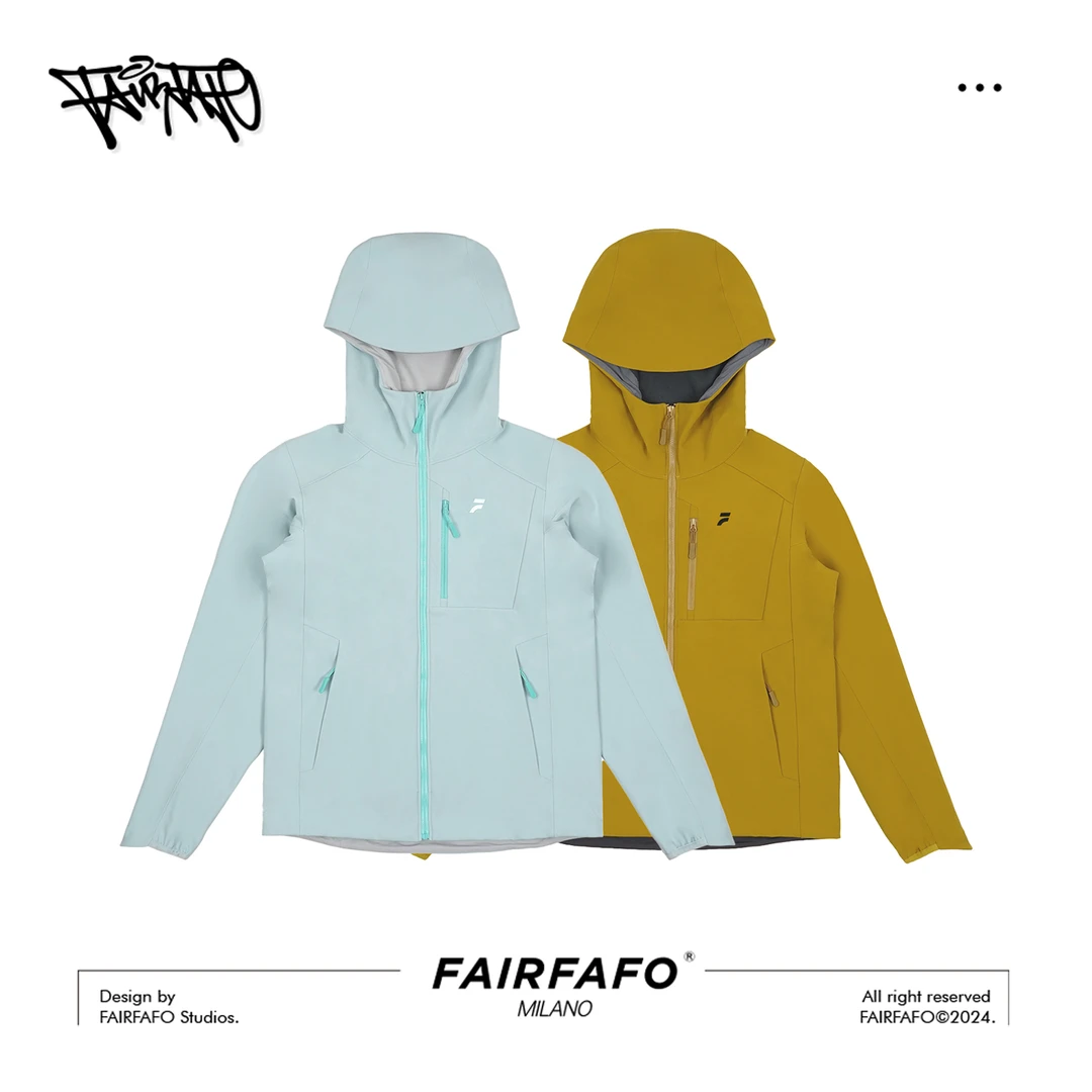 FAIRFAFO林肉肉【软壳户外外套】HYRJ311064女款情侣透气防水连帽