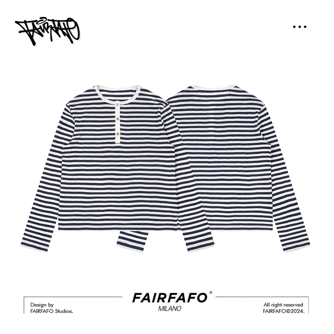 FAIRFAFO林肉肉【简约百搭条纹长袖】100绵羊毛JM4ZC0084经典条纹