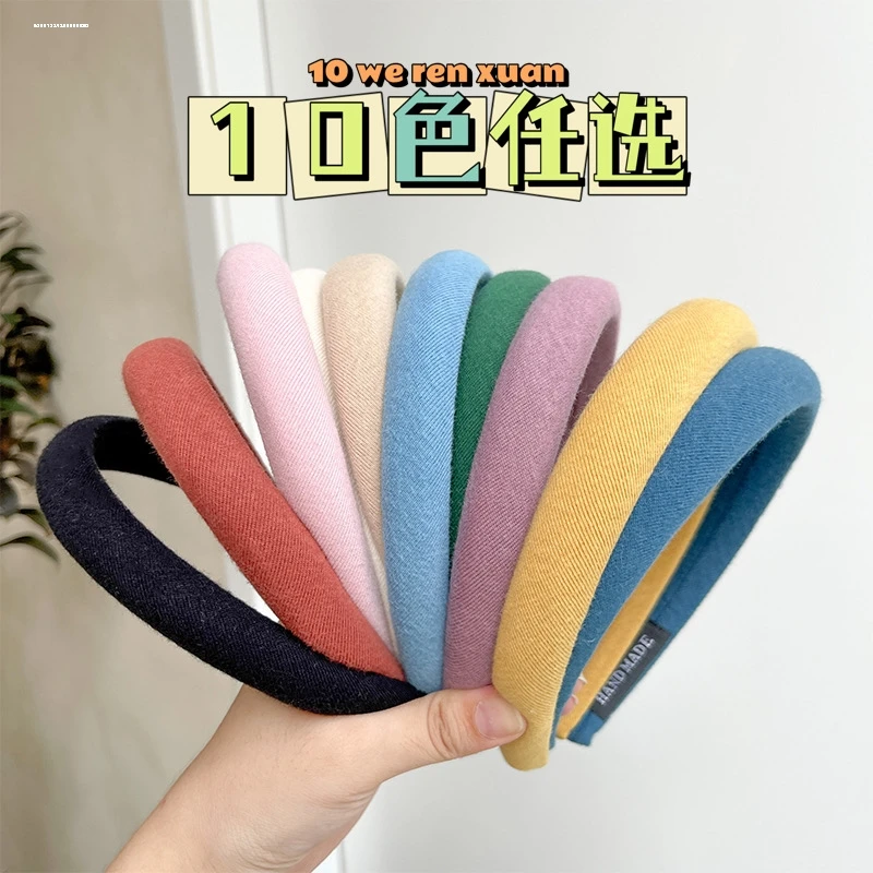 秋冬新款绒布头箍细边海绵发箍女糖果色发卡头饰网红法式彩色发饰
