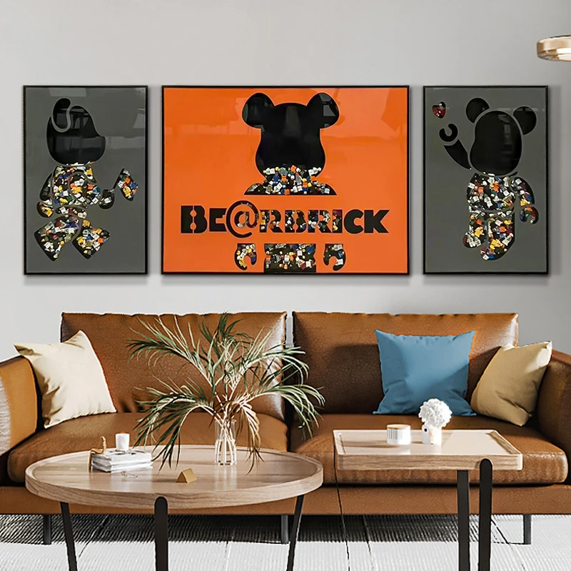 联手工积木暴力熊装饰画创意挂画客厅走廊轻奢挂画卡通60160