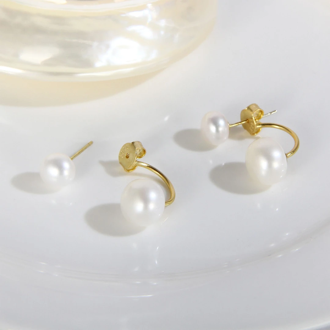 【乔妹同款】一款两用6-9.5mm极光珍珠+通体S925银耳钉耳饰