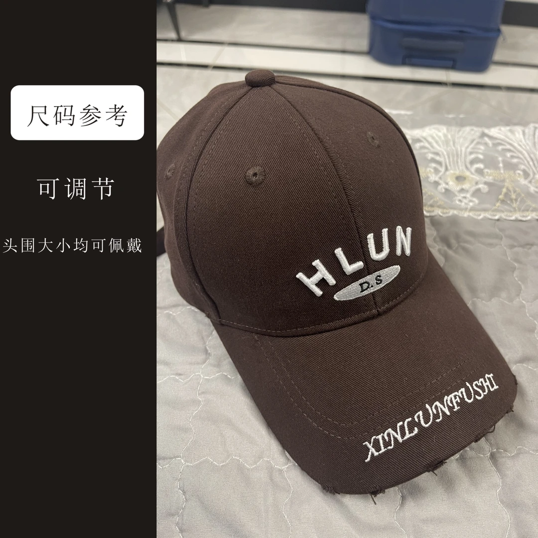 H-130-帽子2023新款字母DS磨边可调节防晒遮阳棒球鸭舌帽XL2079DS