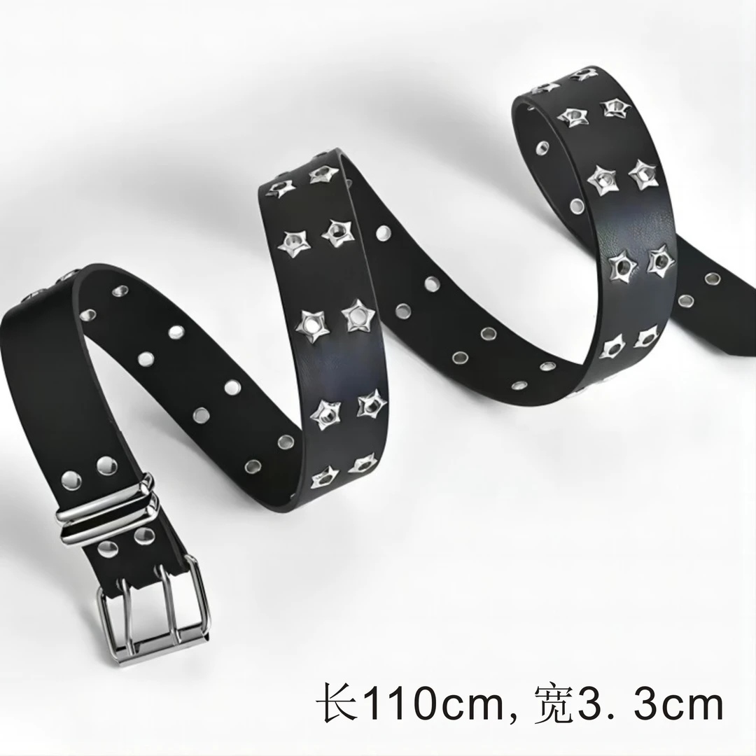 H-146-腰带-2023年潮流个性星星多孔双排孔装饰腰带XL2333