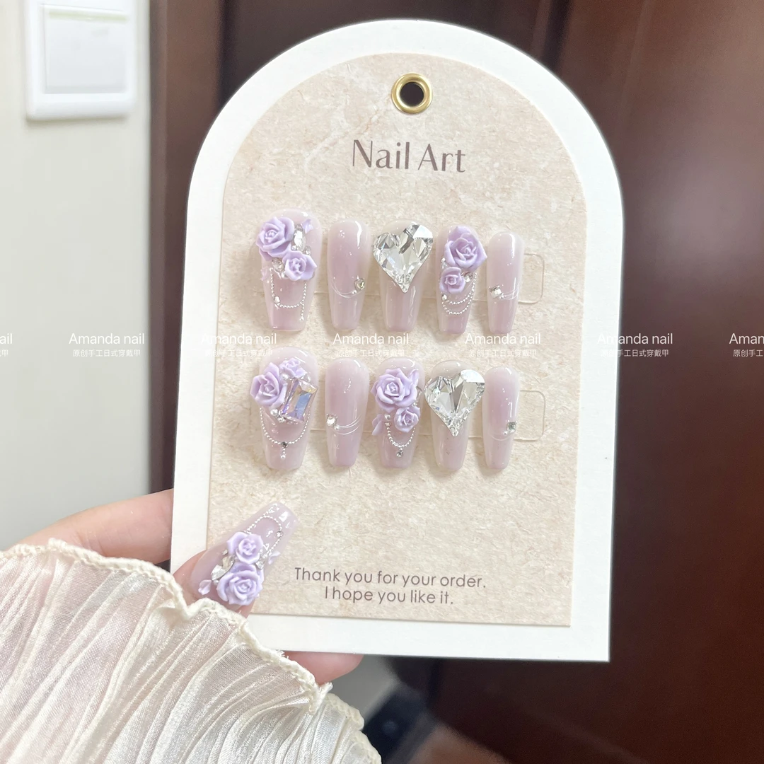 塞壬的玫瑰 新T ｜（施华洛歪心）雕花纯手工轻奢日式穿戴美甲甲片