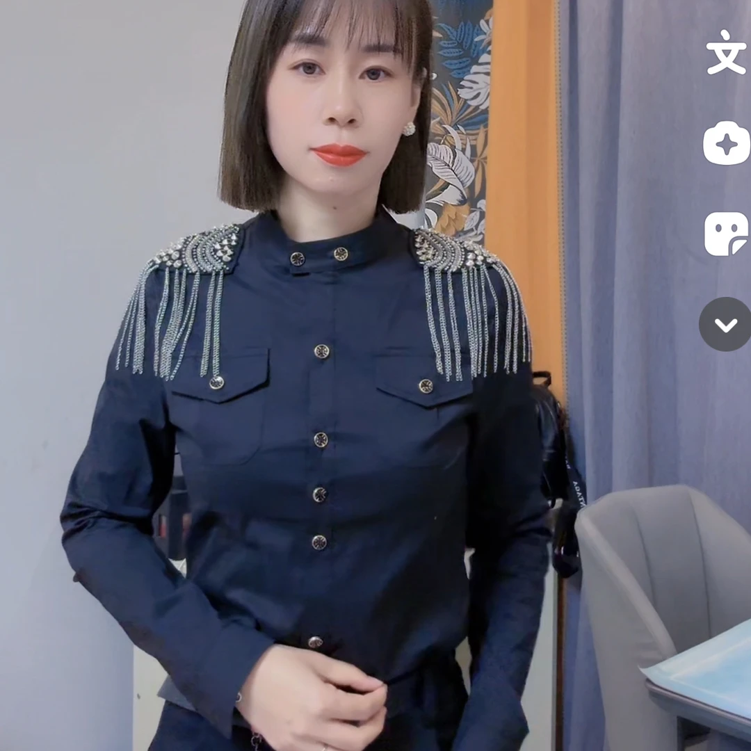 欧货长袖打底衫女装秋冬2024新款韩版时尚肩章上衣衬衫百搭小衫潮