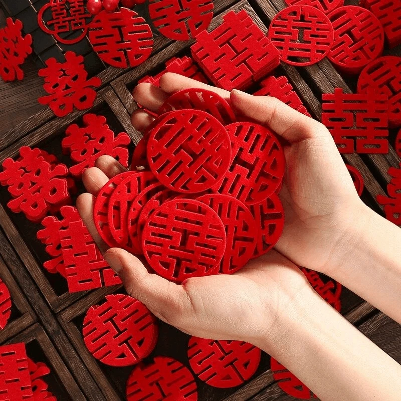 结婚迷你小喜字订婚礼手抛喜婚房领证装饰婚庆专用果盘楼梯喜字