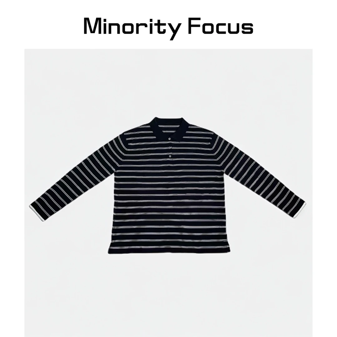 【Minority Focus】120S羊毛条纹POLO领套头衫24-0691-CJFS