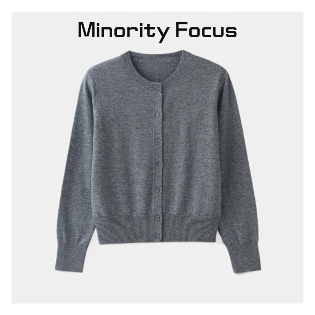 【Minority Focus】可机洗的羊毛混纺圆领开衫24-0108-TXDQ