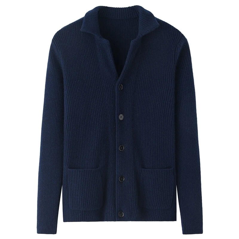 男士山羊绒立领韩版秋冬季开衫加厚针织衫宽松毛衣外套