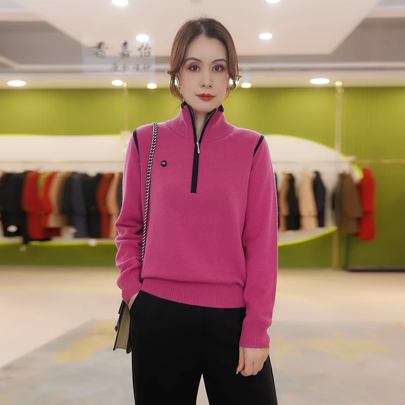 【香嘉怡新品】XJYD2701女士上衣绵羊毛2024早秋新款韩版网红款
