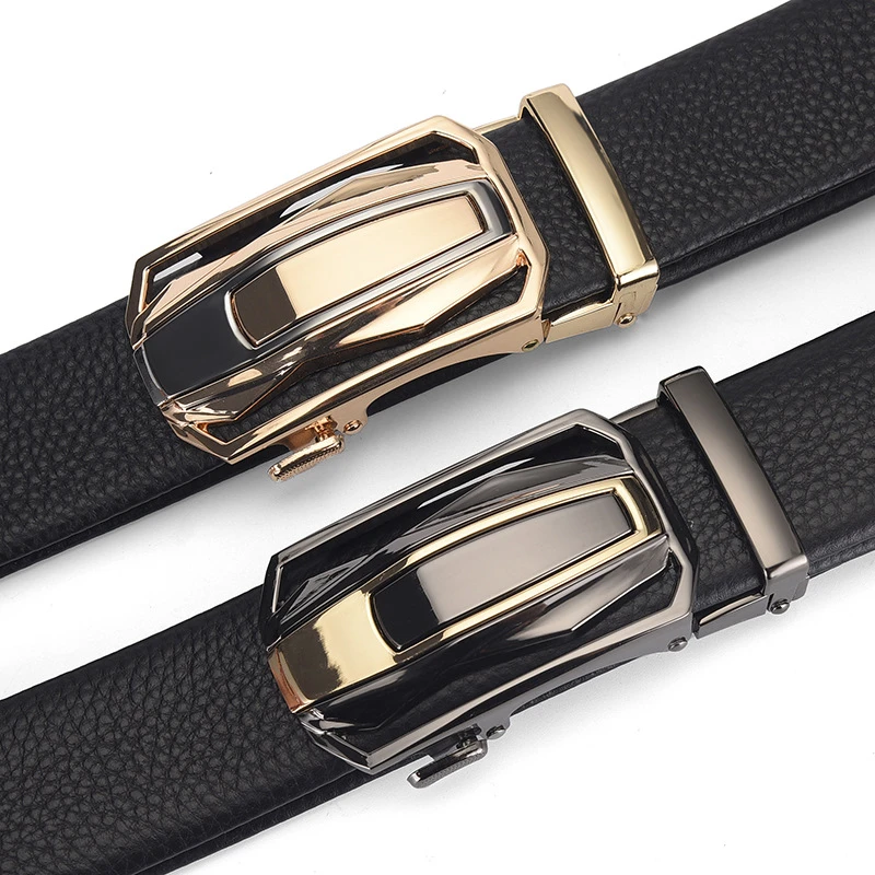 头层牛皮皮带男女商务自动扣真皮革腰带新款休闲简约耐用130cm