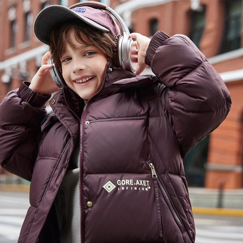 爆款2024冬季儿童羽绒服男童中长款韩版中大童连帽加厚保暖外套