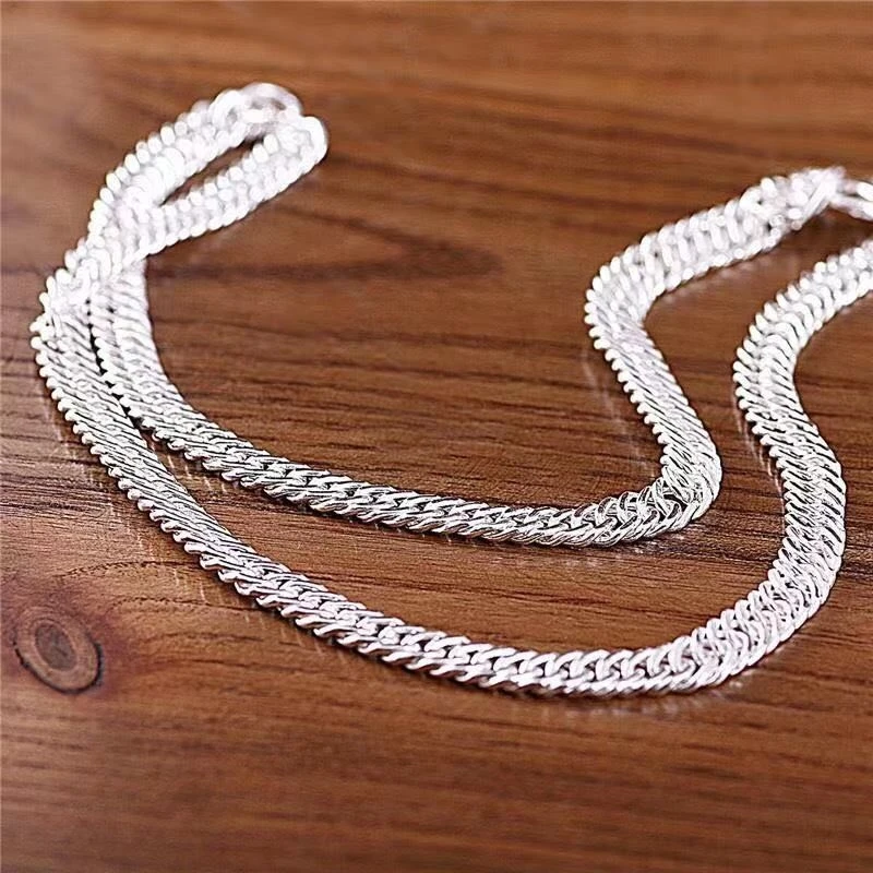 链子足银 足银银制品项链足银990素款马鞭链男女匀可戴百搭个性