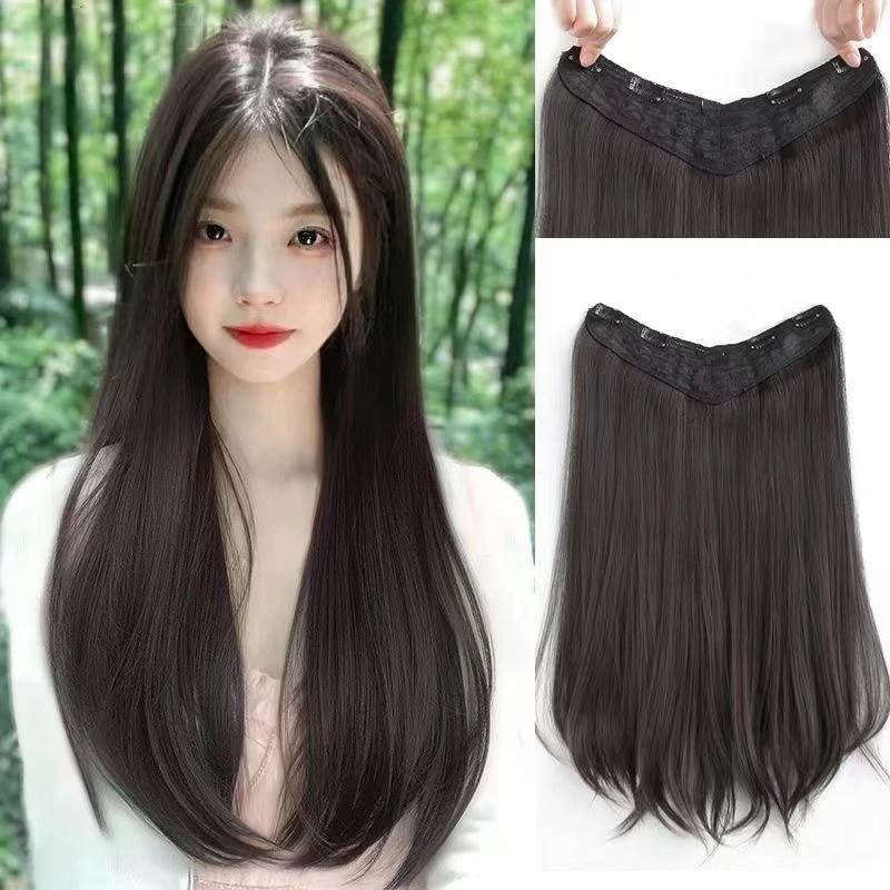 假发片女长发微卷一片式无痕隐形接发片自然仿真蓬松增发量假发片