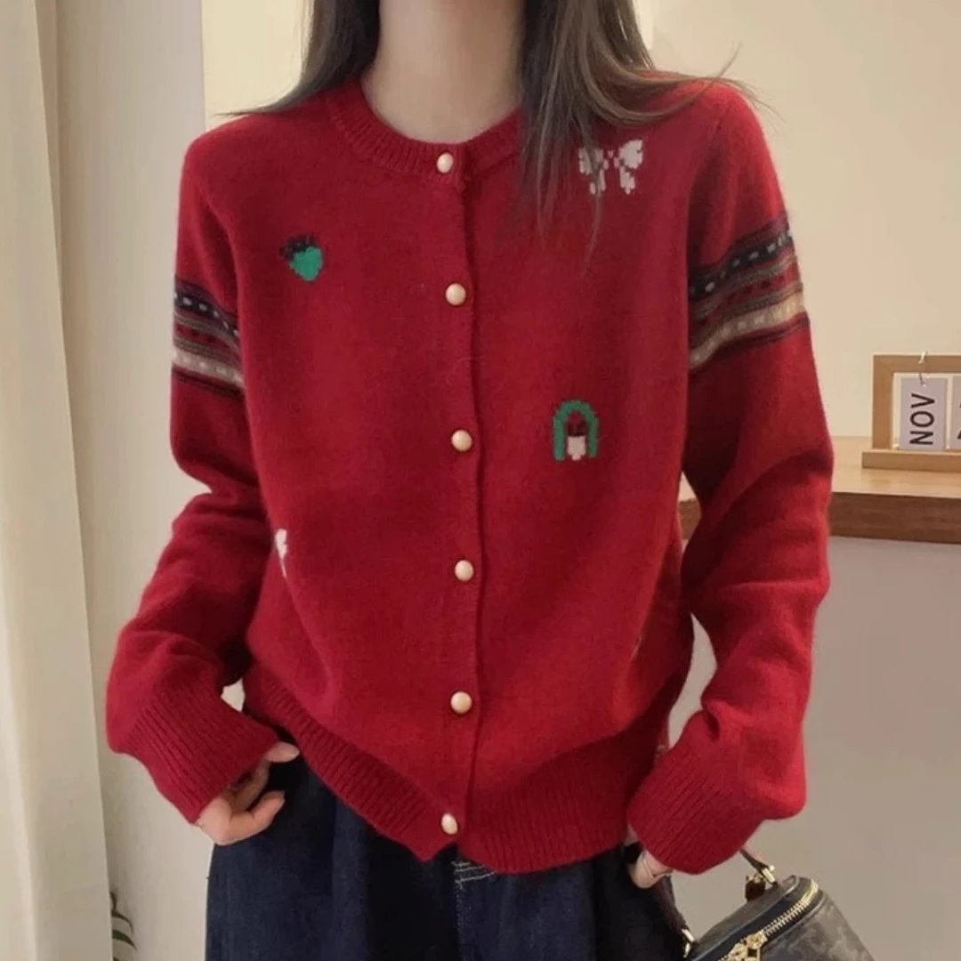 小房子提花~欧货减龄提花时尚百搭针织衫开衫长袖24655