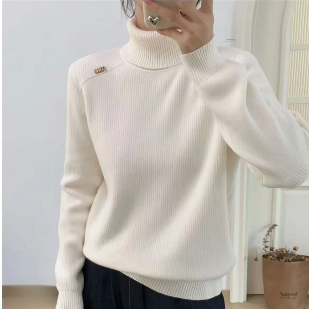 一体加绒MM家~秋冬加厚保暖时尚百搭针织衫打底套头