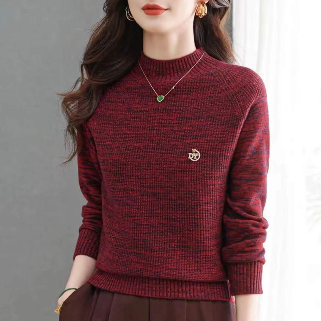 国风色&吊染花纱~国贸特供胸针款秋冬针织衫套头女6886