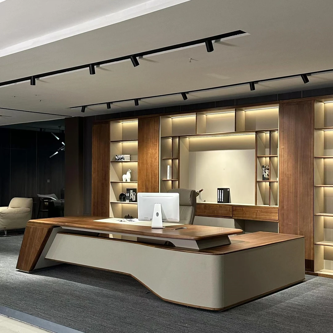 北美黑胡桃白蜡木高端老板办公桌大班台办公室公司主管桌实木家具