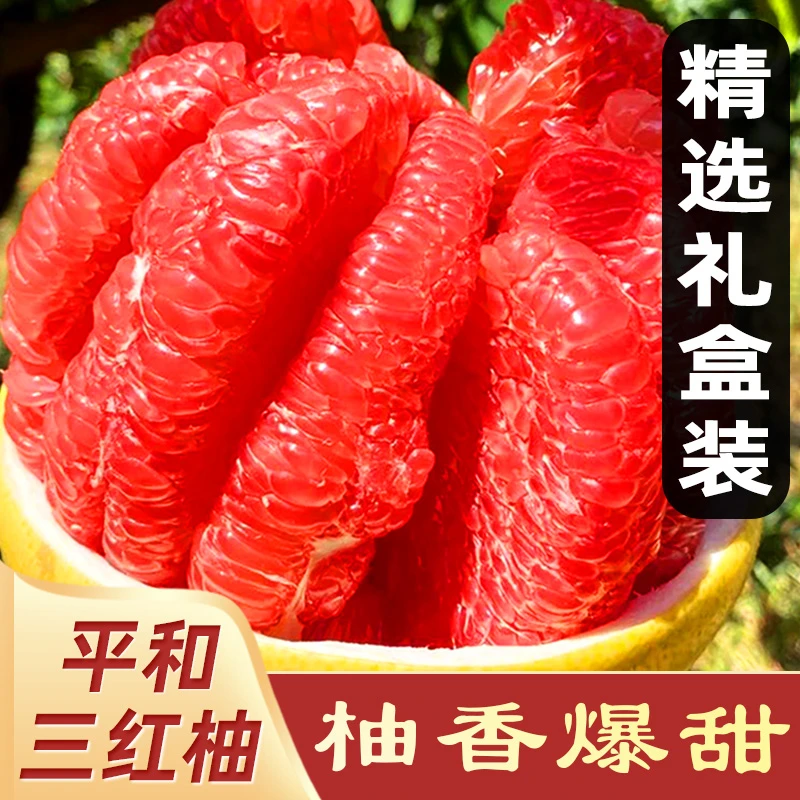 【礼盒装】正宗福建平和三红蜜柚新鲜红肉柚子孕妇水果批发4.5-9斤