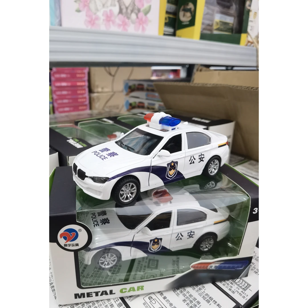 合金声光警察特警回力车1:32模型科学合金玩具