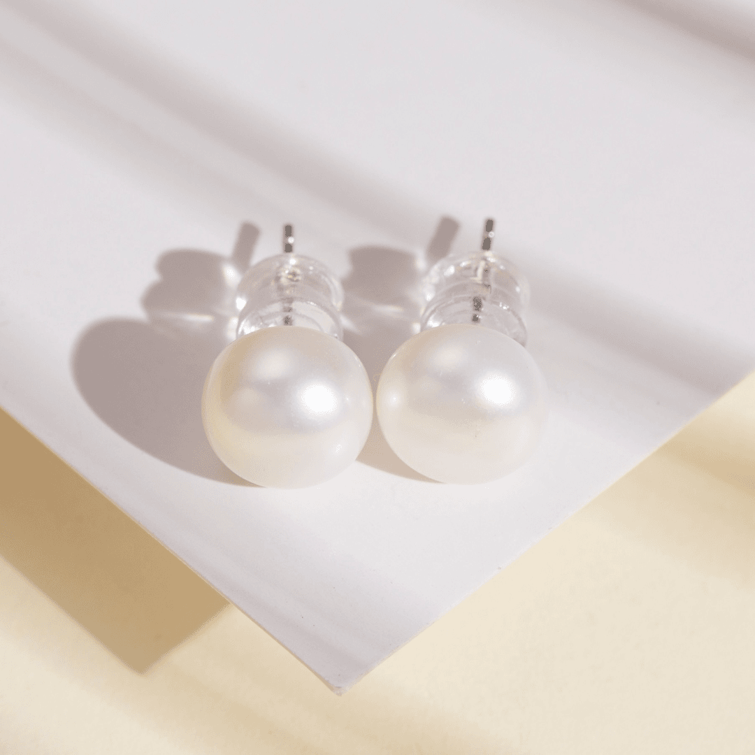 【蚌农涛哥】S925银/淡水馒头耳钉/9-10mm