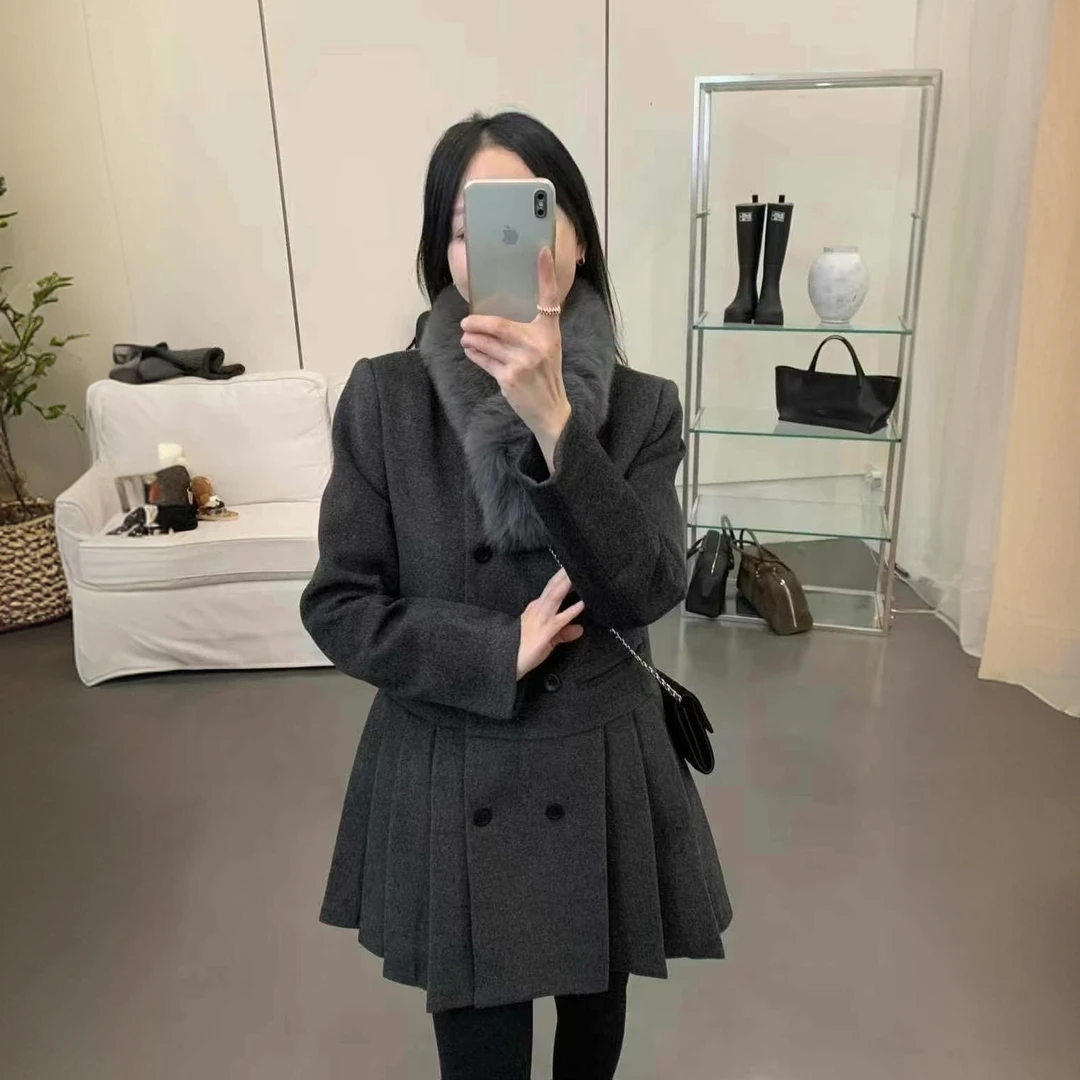 【羽绒小香风】法式名媛小香风连衣裙西装秋冬新款气质羽绒