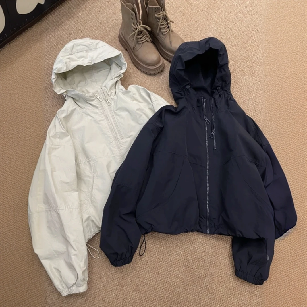 《双拉链短款棉衣》夹棉秋冬款时尚百搭洋气休闲短款棉衣外套