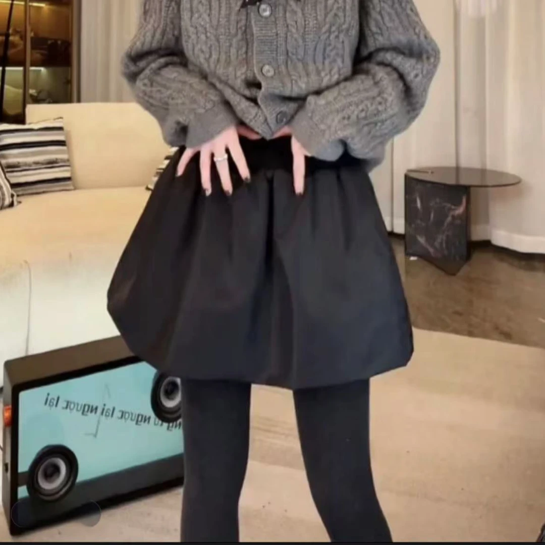 【蓬蓬裙】韩系高级蓬蓬裙2024冬季时尚休闲气质百搭新款黑色半身裙