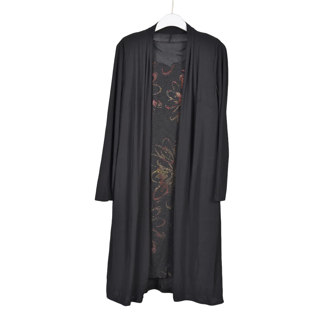 GPB1【专柜捡漏】轻奢女装女装SLDEC-假两件套裙6183-黑色压花正码