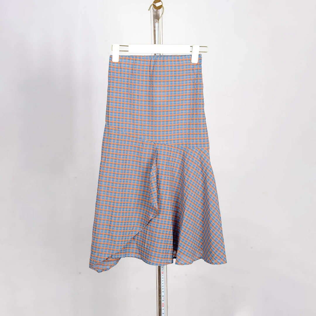 【】B2女装U-半裙WH2952-蓝桔格正码