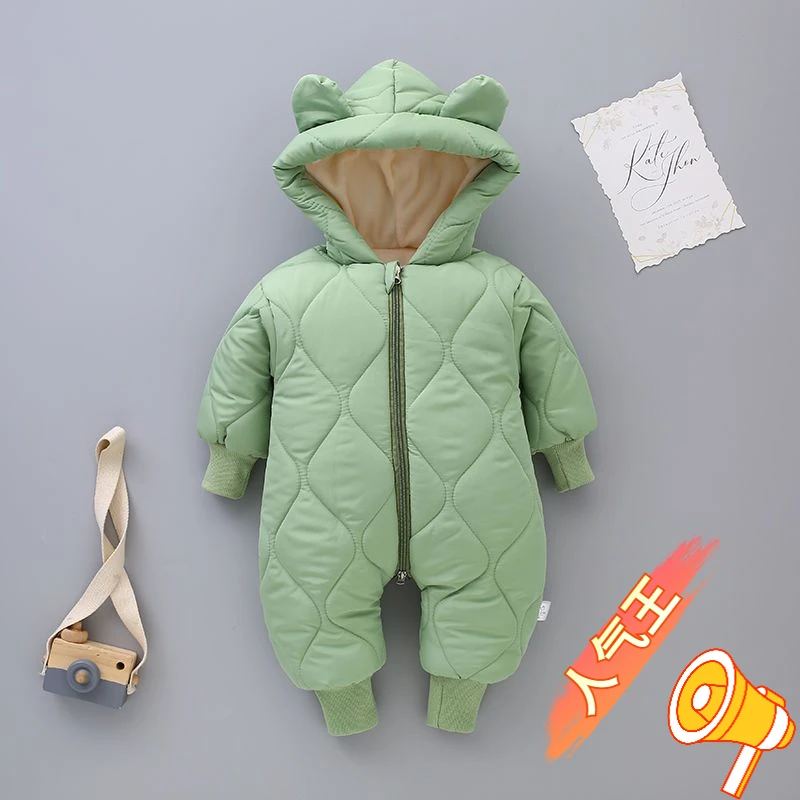 婴儿连体衣连帽儿童冬装连体衣冬季加厚防寒外出服哈衣0-6-18个月