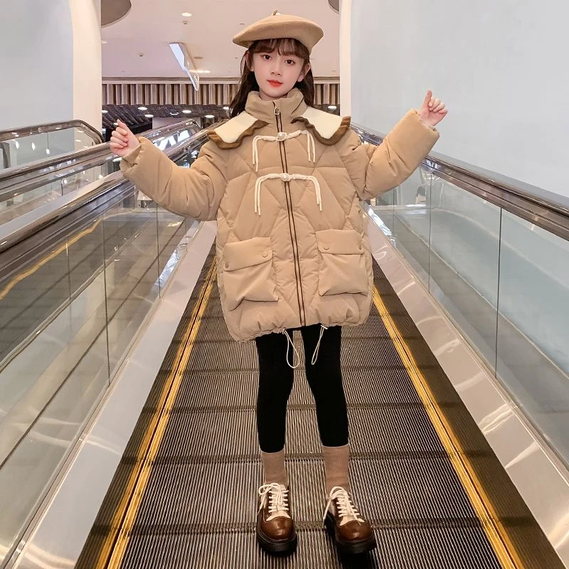 儿童棉服女童冬装2023新款洋气加厚棉袄外套女孩冬季大童棉衣保暖