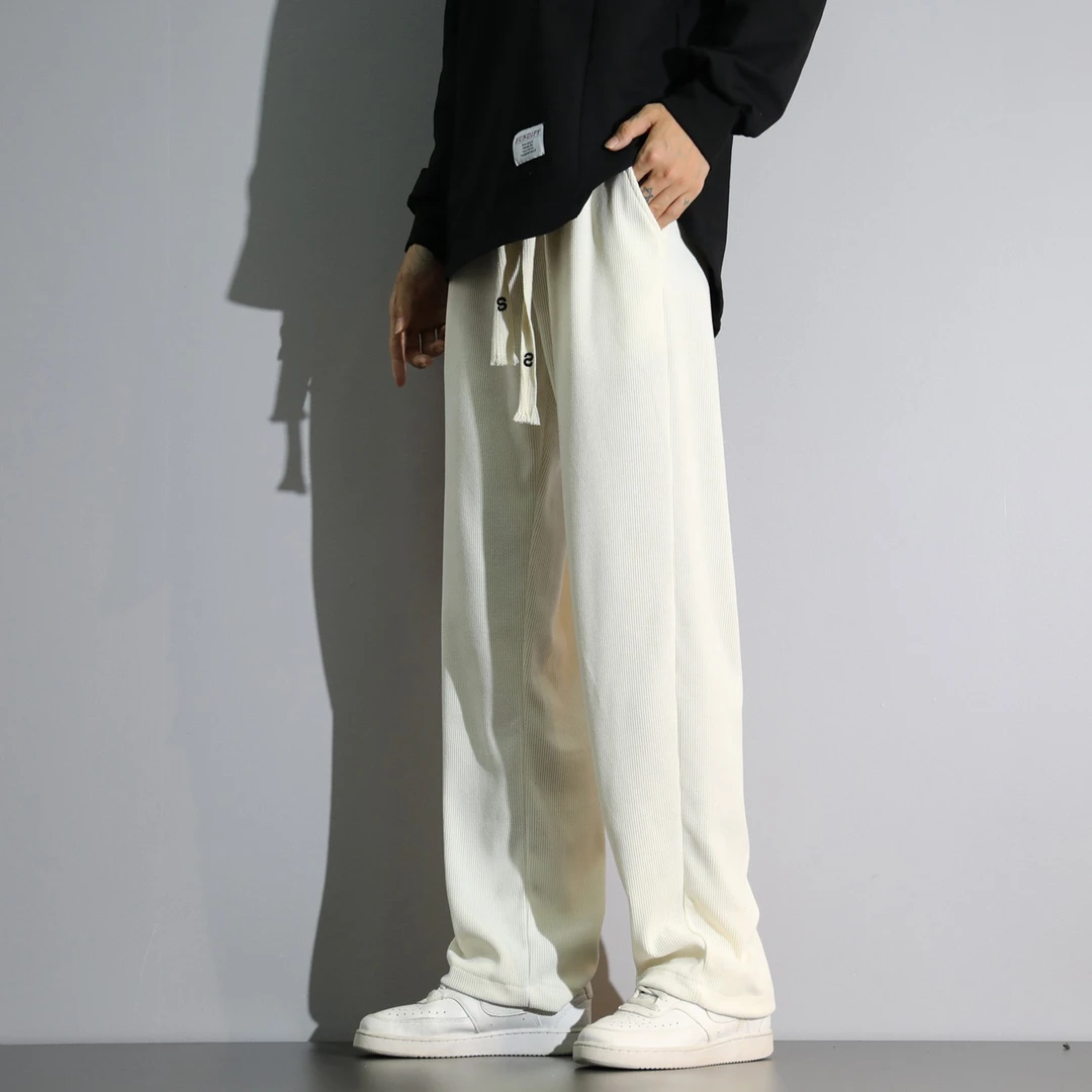 灯芯绒男士春夏宽松直筒休闲长裤潮牌INS港风时尚纯色百搭阔腿裤