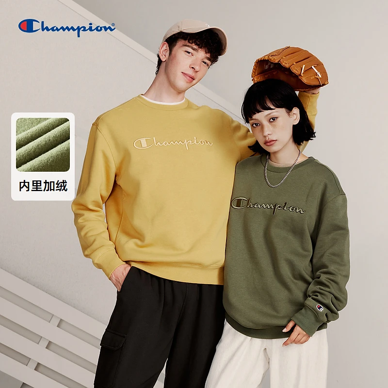 Champion冠军欧版卫衣23秋冬新款草写logo刺绣标圆领休闲百搭长袖