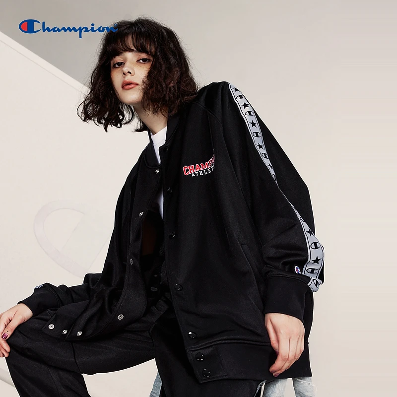 Champion冠军23年秋冬新款刺绣logo串标开襟夹克休闲百搭外套