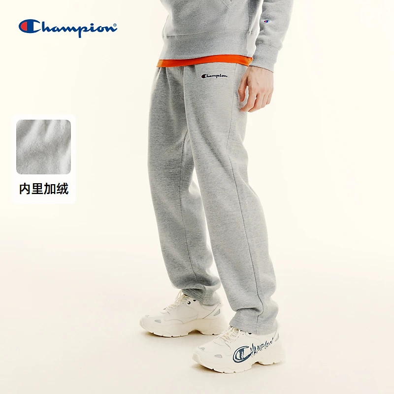 Champion冠军23年秋冬新款刺绣草写LOGO 休闲薄绒卫裤舒适百搭
