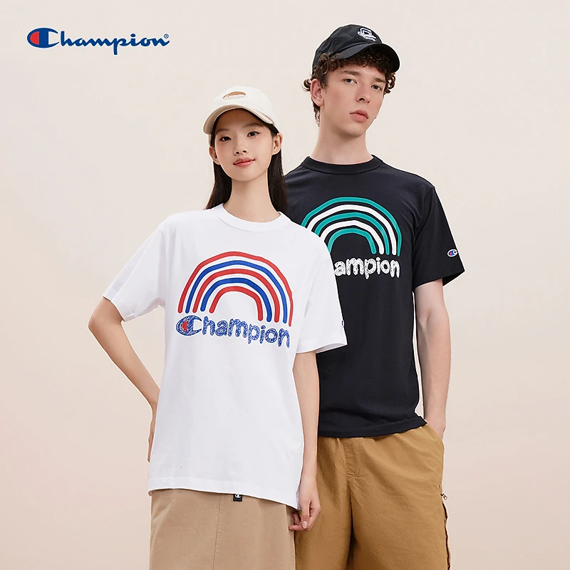 Champion冠军24年趣味印花T恤舒适休闲百搭情侣户外圆领简约T恤
