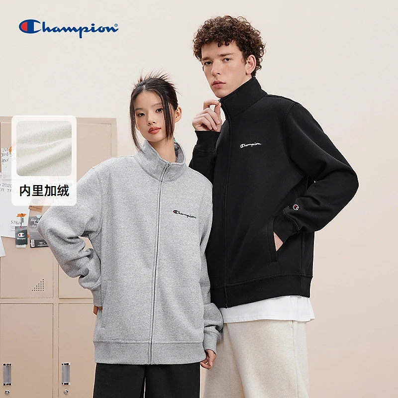 Champion冠军24年刺绣草写logo开衫卫衣外套长袖时尚舒适休闲立领
