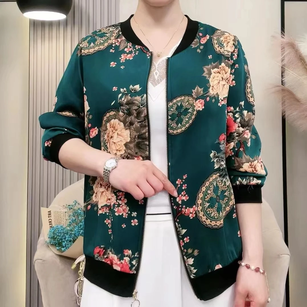 春夏新款气质显瘦雪纺印花时尚小外套大码休闲时尚减龄防晒服上衣