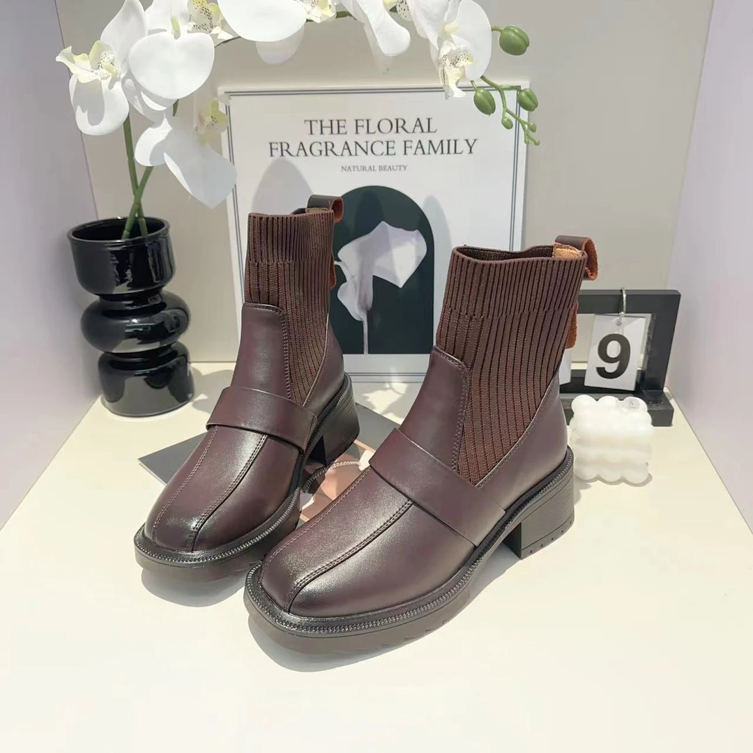 2024新款百搭纯色加绒连袜单鞋