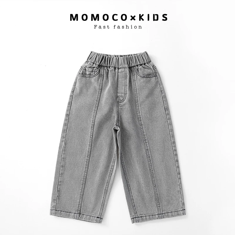 MOMOCO儿童春秋百搭休闲时尚韩版直筒牛仔裤宽松潮流75130350019