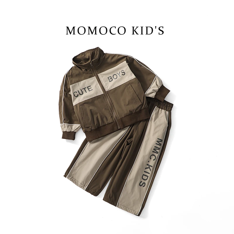 MOMOCO2024春秋新款儿童运动时尚休闲拼接套装75130580001